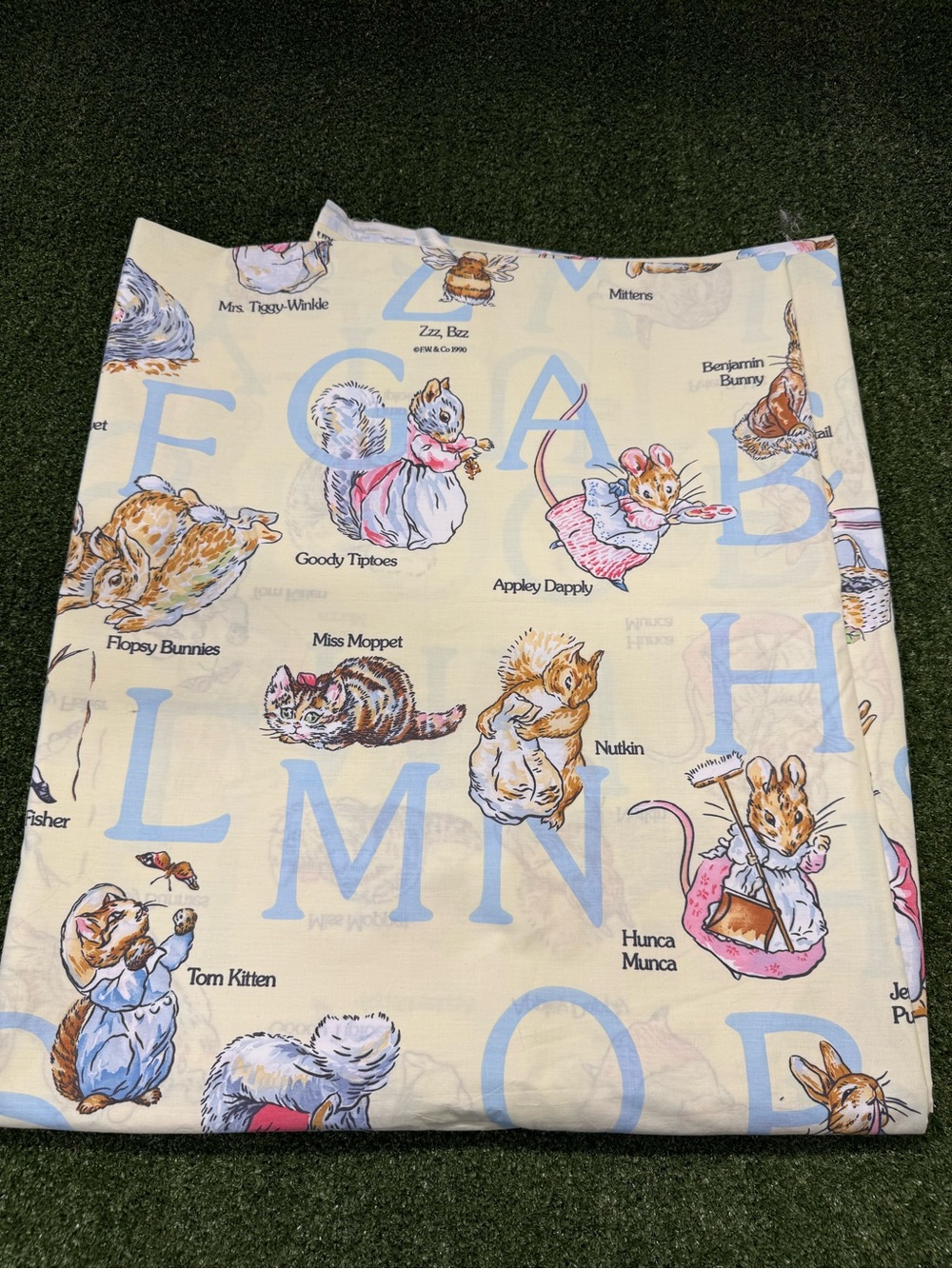 Vintage 1990 Peter Rabbit Alphabet Frederick Warne & Co. Fabric 4.25yd x90”
